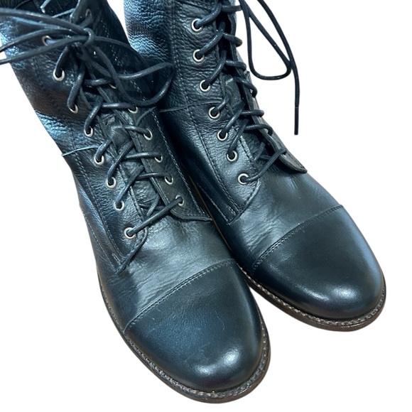 Frye Erin Black Cap Toe Lace up Ankle Boots Combat Granny NEW Sz 7.5 - Picture 8 of 15